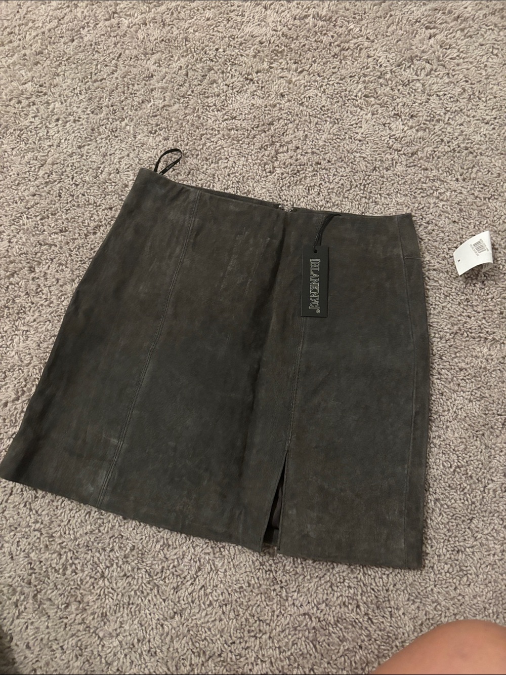 Blank NYC Charcoal Suede Mini Skirt with Front Slit